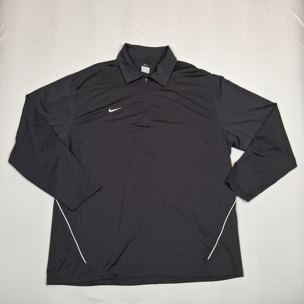 Nike Dri-Fit Mesh Long Sleeve 1/4 Zip Polo Sweatshirt Mens XXL Grey 359749-212